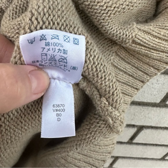 Lands End Beige Tan Cotton Knit V-Neck Sweater Vest - Picture 7 of 9